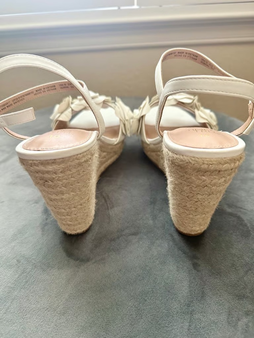 Time and Tru Cream Espadrille Wedge Sandals - Ankle Strap